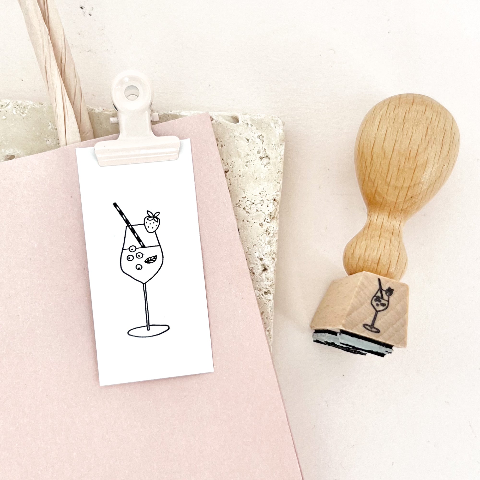 Stempel Glas Berry Drink mit Strohhalm | Holzstempel Spritz-Glas | Geburtstag
