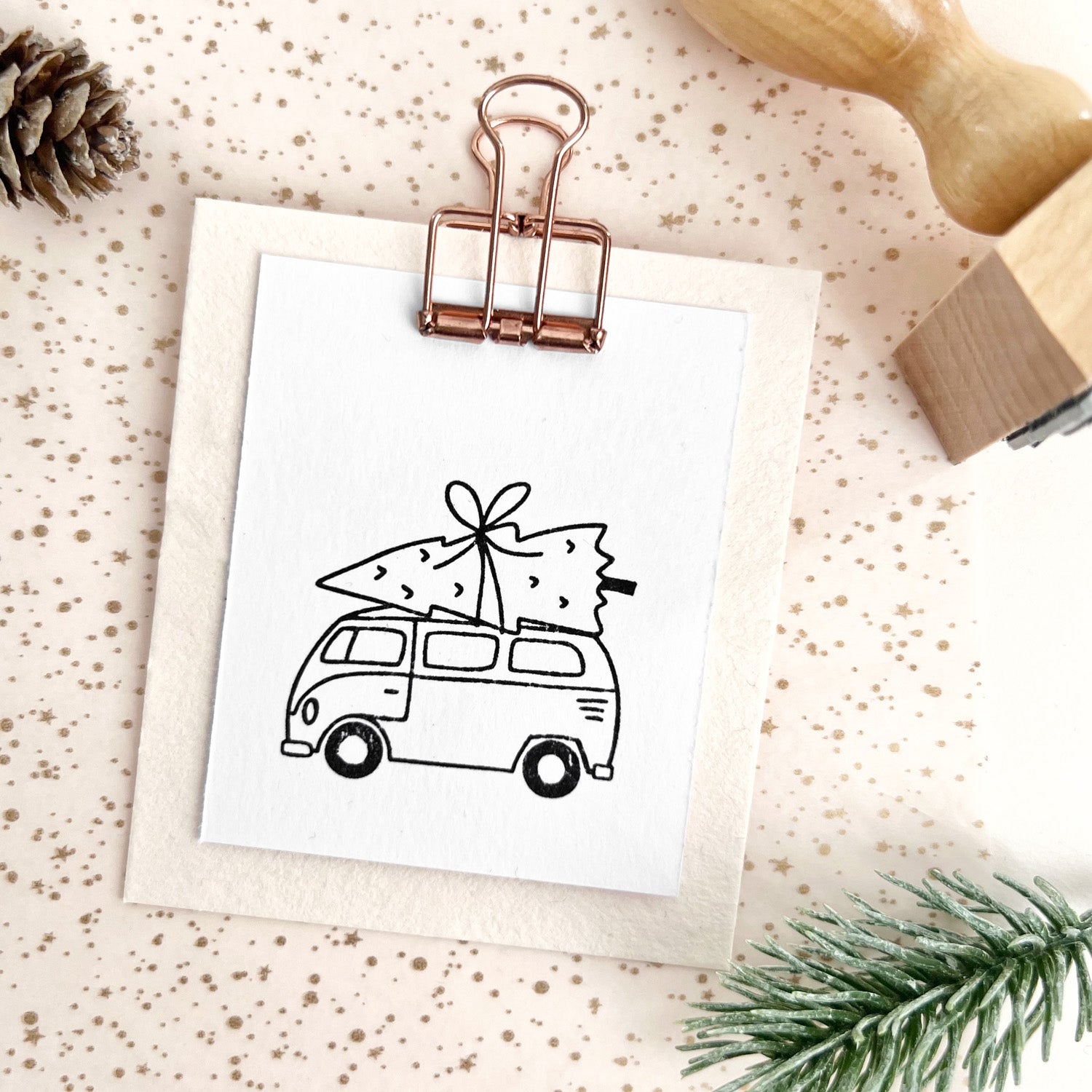 Stempel Weihnachtsbus mit Tannenbaum | Weihnachtsstempel | Stempel Weihnachten